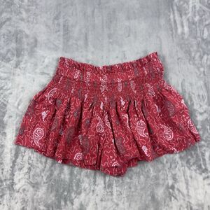 Isabel Marant Etoile Shorts Womens Size 38 Red Paisley Ayowel Smocked Pull On